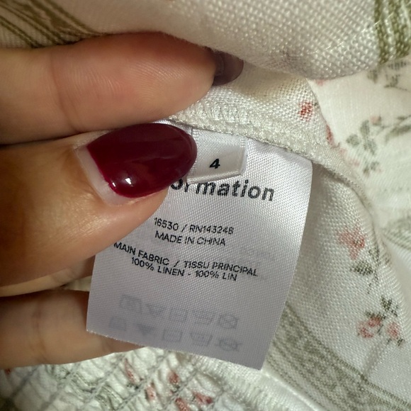 Reformation Arancini Linen Puffed Sleeve Top in Heath Floral, Size 4 - Picture 8 of 9